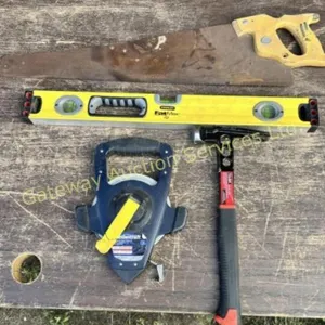 Level, Task framing hammer, 100ft tape measure,