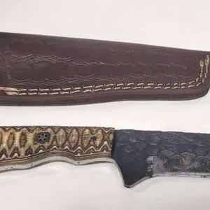 Hand Forged Damascus Steel Knife w/Sheath