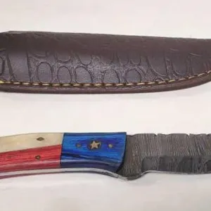 Hand Forged Damascus Steel Knife w/Sheath