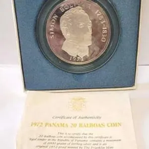 1972 Panama 20 Balbous Sterling Silver Coin