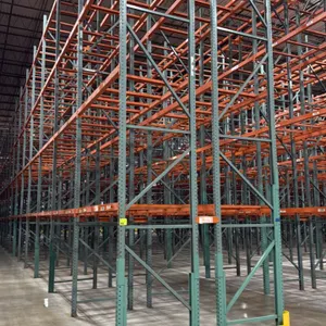 564'L of Interack pallet racking. Includes (66) 8' bays, (2) 6' bays, and (2) 12' bays. Dimensions: 3'8"D x 26'H. Features 3.5" cross bars with approx