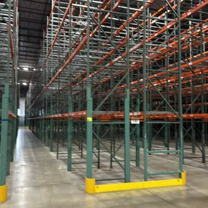 Interlake pallet racking lineup. Includes (66) 8' sections, (2) 6' sections, and (4) 12' sections. Dimensions: 3'8"D x 26'H uprights with 3.5" cross b