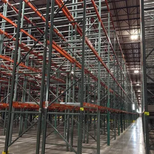 Interack pallet racking system. Includes uprights and beams to configure multiple bays. Features (130) 8'L beams and (8) 12'L beams with 3.5" cross ba
