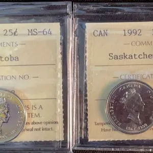 8 Certified Canadian 25¢ and 50¢ Coins UNC/MS-64