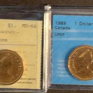 1988, 89, 92 Four Canadian One Dollar Coins, ICCS Graded
