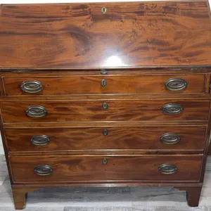 Mahogany Drop-Front Secretary Desk w/Brass Pulls