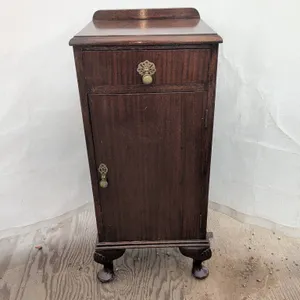 Wooden Side Cabinet w/ Drawer, Cabinet & Brass Pulls