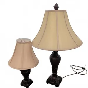 Table Lamps with Fabric Shades and Ornate Resin Bases