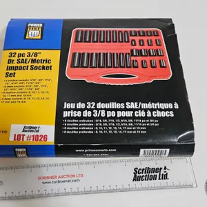 POWERFIST 32pc Impact Socket Set : 3/8" Drive SAE/Metric