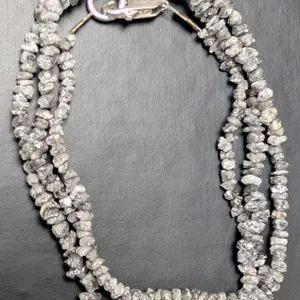 NATURAL DIAMOND APP 20CT (ROUGH BEADS) NECKLACE 15-16", APPRAISED INSURANCE VALUE $500