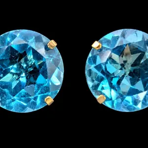 14K(1.01G), BLUE TOPAZ 8MM (4.5CT) EARRING, SUGGESTED RETAIL VALUE $1000