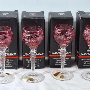 6 Nachtmann Traube cranberry cut-to-clear crystal