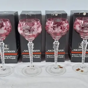 6 Nachtmann Traube cranberry cut-to-clear crystal