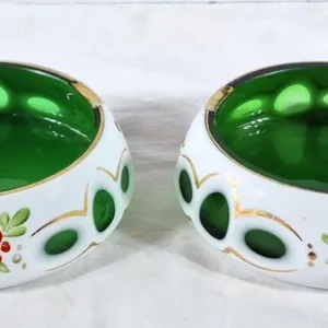 Vintage Bohemian art glass ashtrays. Gorgeous