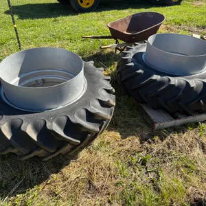 Pair of Band Duals, 16.9-30, 10” Bands, Silver, with Hdwe