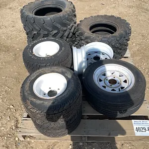 4 - RIG MUD FLAPS, KIDS QUAD TIRES, ASSORTED LAWN & GARDEN TIRES ON RIMS