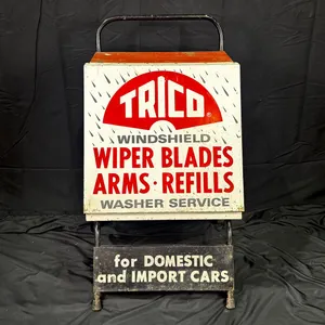 VINTAGE TRICO WIPER BLADES & ARMS SERVICE CENTER - METAL ROLLING DISPLAY CABINET 1FT8 X 3FT