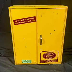 VINTAGE GENUINE FORD PARTS METAL SHOP CABINET FULLY STOCKED WITH ORIGINAL BOXES 1FT8 X 2FT X 9" DEEP