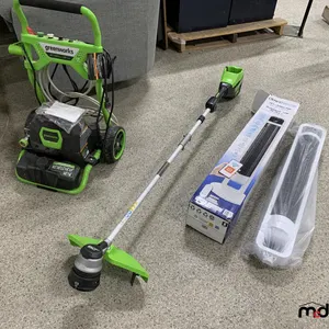 Weed Trimmer(Incomplete), Tower Fan and Greenworks 2,100PSI Electric Pressure Washer (No Wand)
 UNRESERVED
