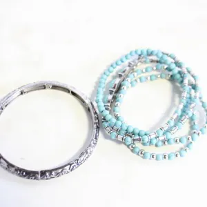 STACKABLE TURQ. BEAD BRAC. SET WESTERN