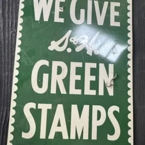 12" x 18" Metal Green Stamps Sign
