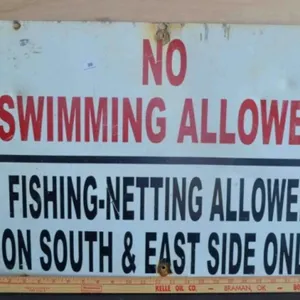 No Swimming Metal Sign