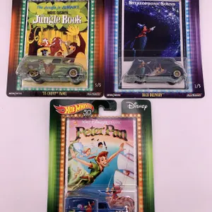 Hot Wheels 50th Disney Jungle Book Peter Pan Fantasia Real Riders Lot (3)