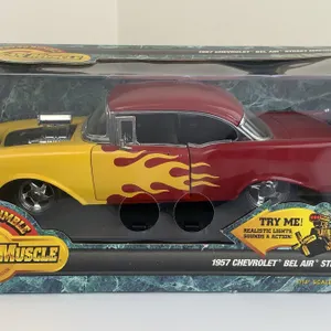 American Muscle 1957 Chevy Bel Air Street Machine 1:18 Diecast – Lights & Sounds Flame Hot Rod