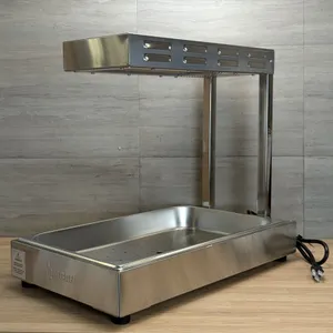 NEW COUNTERTOP CERAMIC FRY DUMP STATION WITH OVERHEAD HEAT STRIP FOOD WARMER, OMCAN 23574