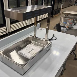 NEW COUNTERTOP CERAMIC FRY DUMP STATION WITH OVERHEAD HEAT STRIP FOOD WARMER, OMCAN 23574
