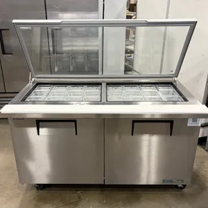 TRUE TSSU-60-24M-8-ST-HC 60" 2-DOOR SALAD/SANDWICH PREP TABLE WITH CUSTOM GLASS TOP