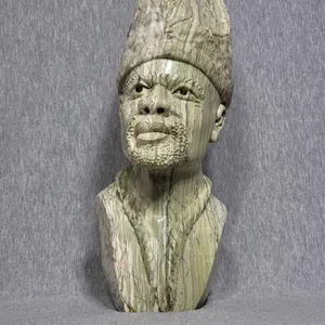 Butter Jade Shona Sculpture. Bust of a Man. 14 x 5 x 3. 16lbs. A4