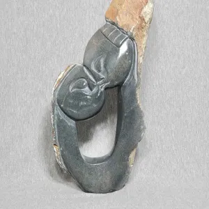 Couple Kissing. Shona Sculpture Signed by LAST. 16 x 7.5 x 3.5. A4