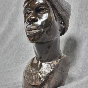 SOLD   Shona Stone Carved Bust of a Man. Signed by Artist Joshua Dzoro. 8.5 x 3.5 x 5. A3