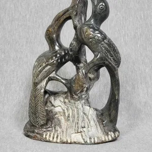 SOLD 2/26/26  Shona Stone Carved Yellow Billied Hornbill Birds. 8 x 5 x 3. A3 SOLD 2/26/26