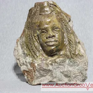 Shona Face in Verdite Stone. 9 x 8 x 4.5. B3
