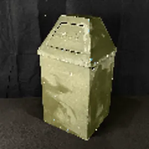VINTAGE METAL "PUSH" TRASH CAN - INDUSTRIAL/GAS STATION STYLE