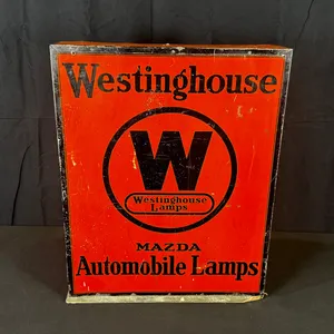 VINTAGE WESTINGHOUSE MAZDA AUTOMOBILE LAMPS CABINET 1FT7" x 2FT