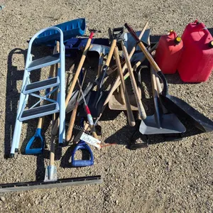 Assorted Yard Tools, Step Ladder and Fuel Cans
 UNRESERVED