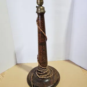 Vintage Antique Turned Oak Wood Table Lamp Base (Not Tested)