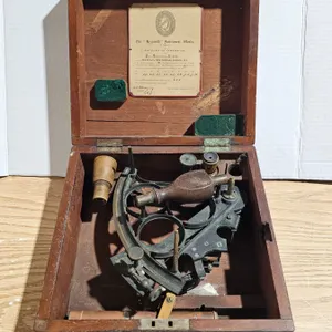 Vintage Hezzanith Heath & Co London Maritime Sextant w/ Original Wooden Case & 1939 Certificate