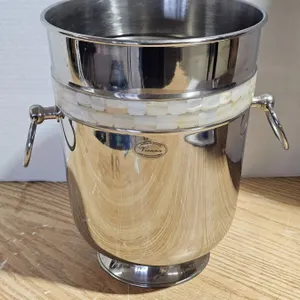Stainless Steel Ice Bucket Mother of Pearl Mosaic Trim