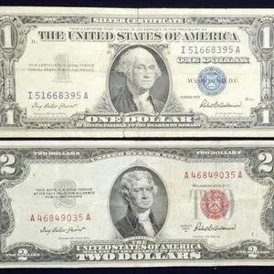 1957 $1 Silver Certificate & 1953 $2 Red Seal