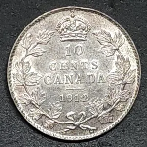 1912 Canada 10 Cents Silver Dime Gem BU