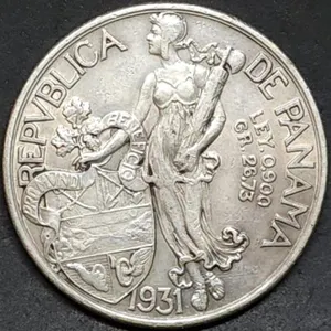 1931 Panama 90% Silver Balboa Coin High Grade