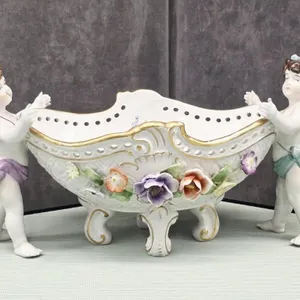 Vintage Dresden Hand Painted Centrepiece Bowl