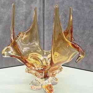 Stunning MCM Amber Art Glass Centerpiece