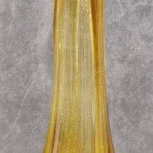 Vintage MCM Amber Drape Art Glass Vase