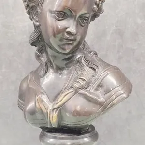 Cast Metal Fruit Maiden Bust Sculpture