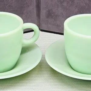 Vintage Unsigned Jadeite Cup & Saucer Sets